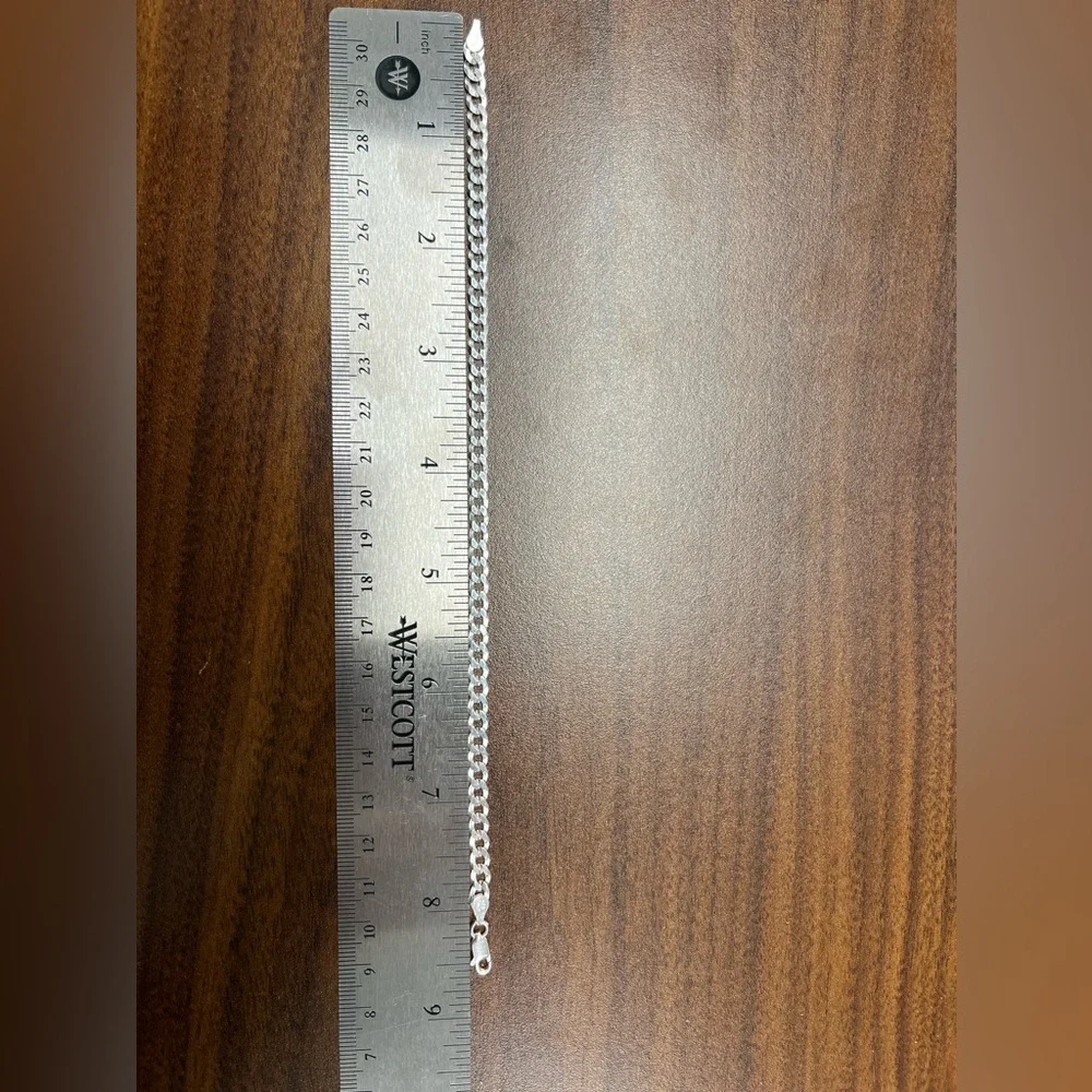 Cuban link sterling silver 925 bracelet unisex - Picture 2 of 5